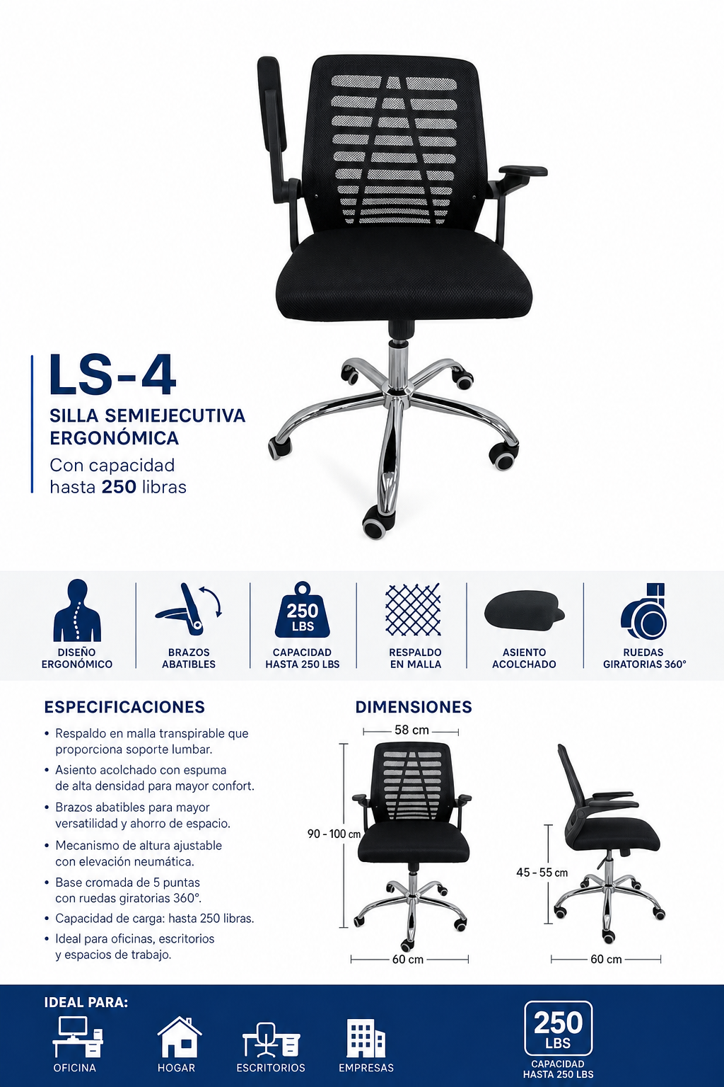 SILLA SEMI EJECUTIVA LS-4