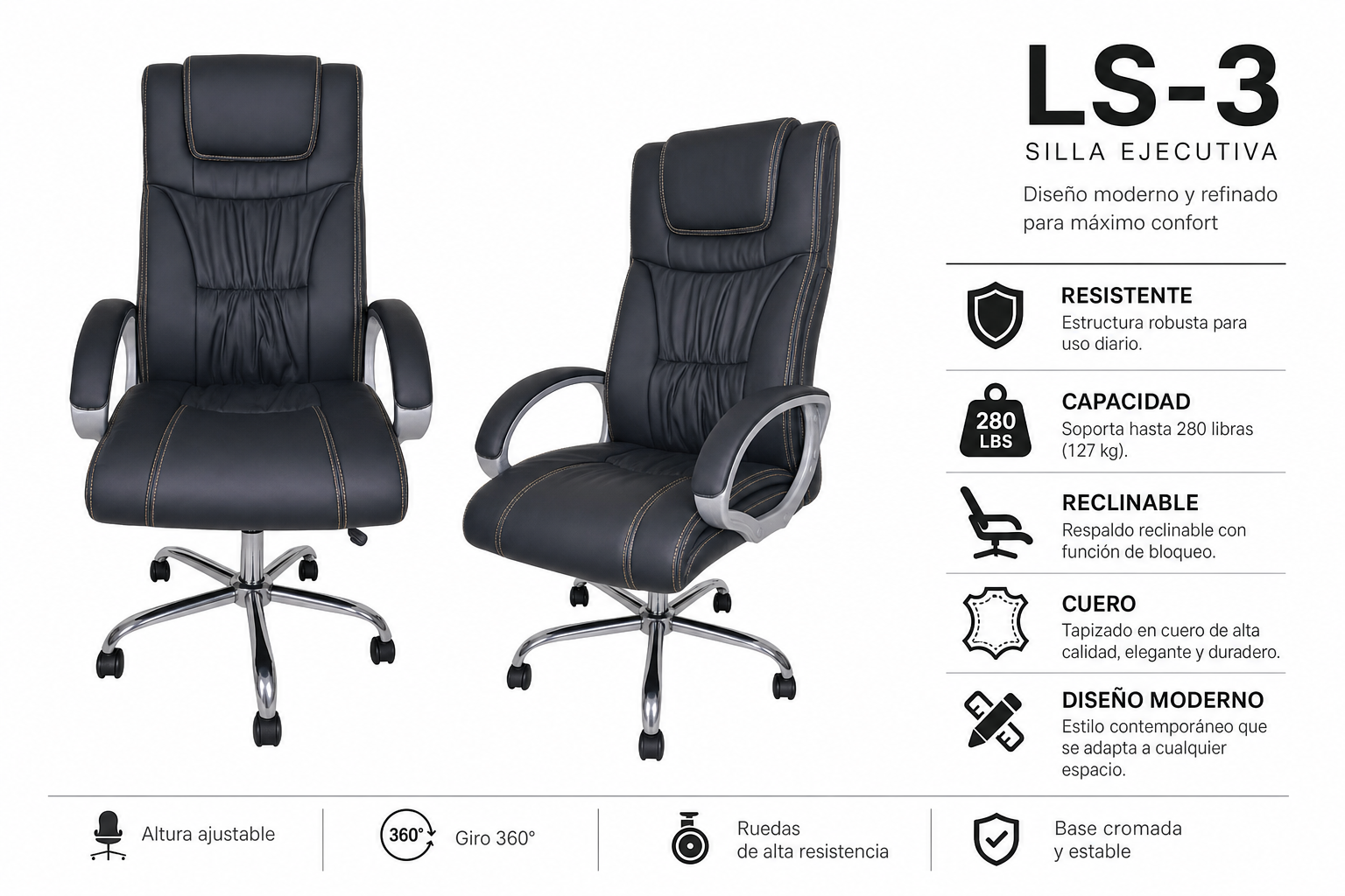 SILLA EJECUTIVA CUERO LS-3